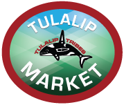 Logo for the Tulalip Market website including the Tulalip Tribes whale